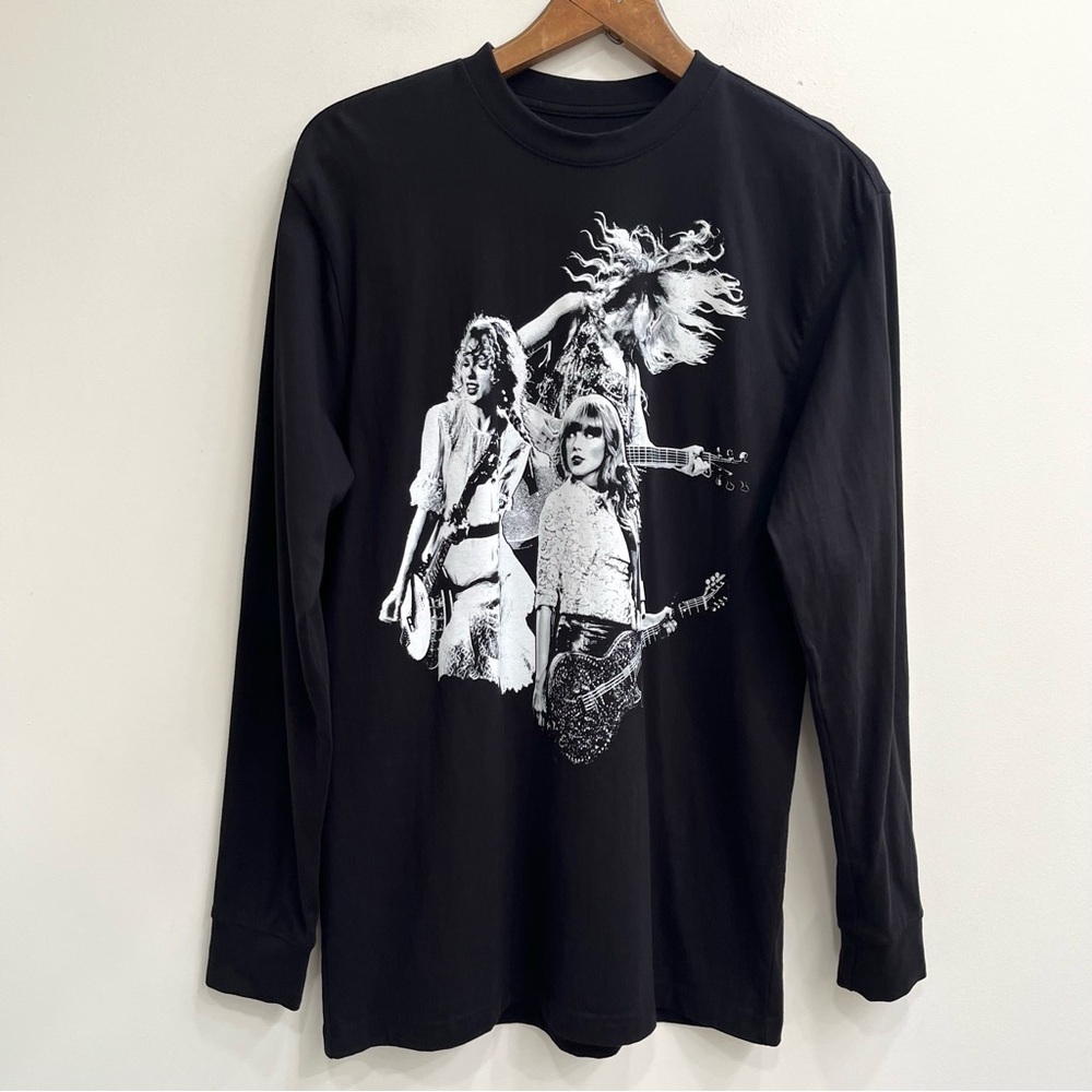 Taylor Swift The Eras Tour Collage Black Long Sleeve Shirt Size Large